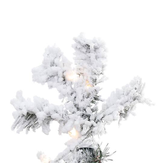 4.5ft. Pre-Lit Flocked Alaskan Pine Artificial Christmas Tree, White LED Lights